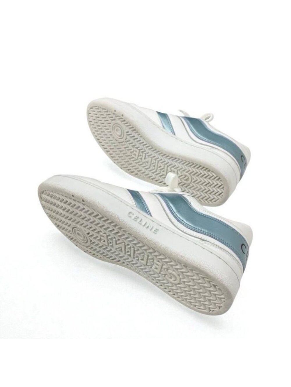 Celine Sneakers Shoes Leather White Blue Logo - Picture 7 of 11